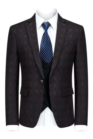 Formal Black And Red Plaids Three Pieces Buisness Suits for Men Prom Suits