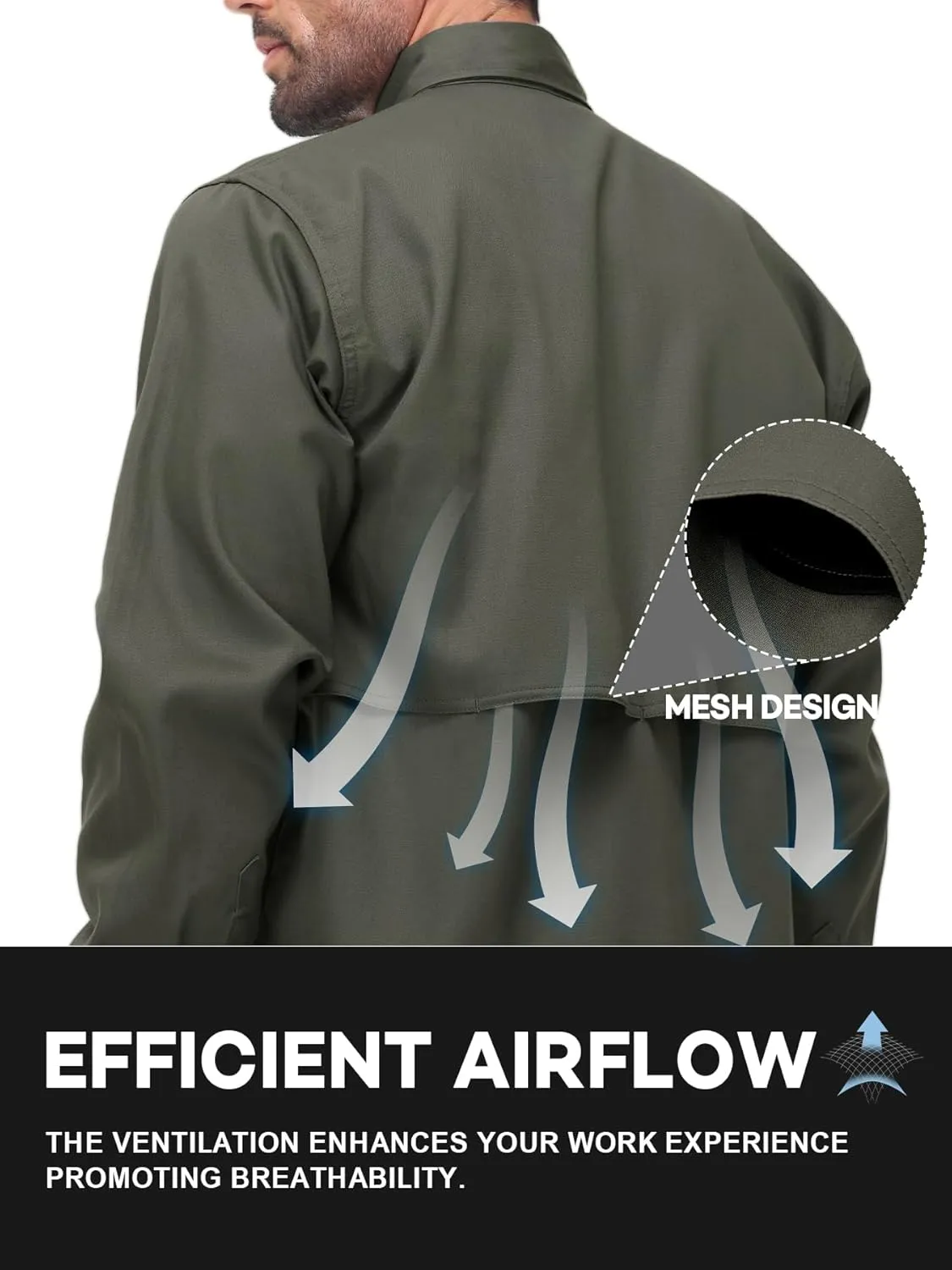 FR Shirt for Men 6oz Ripstop Lightweight Back Vented Mesh Breathable Flame Resistant CAT2 NFPA2112 Welding Shirts