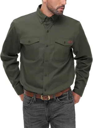 FR Shirt for Men 6oz Ripstop Lightweight Back Vented Mesh Breathable Flame Resistant CAT2 NFPA2112 Welding Shirts