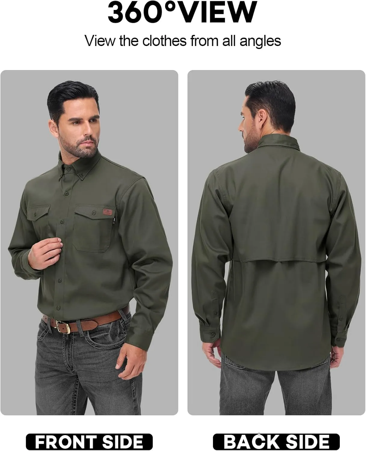 FR Shirt for Men 6oz Ripstop Lightweight Back Vented Mesh Breathable Flame Resistant CAT2 NFPA2112 Welding Shirts