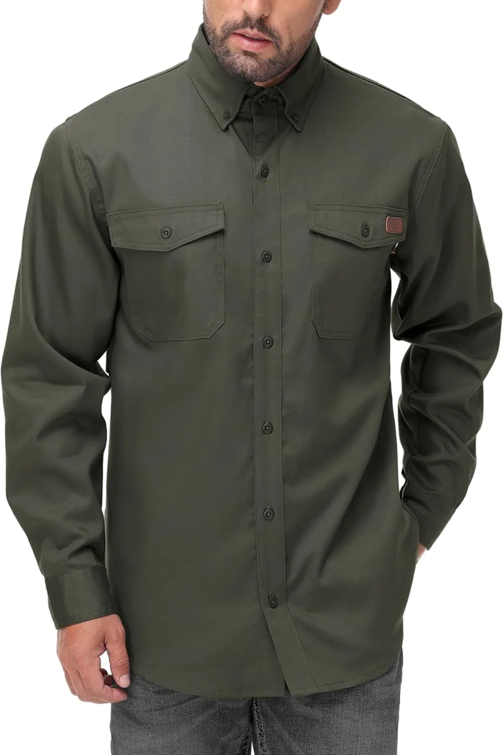 FR Shirt for Men 6oz Ripstop Lightweight Back Vented Mesh Breathable Flame Resistant CAT2 NFPA2112 Welding Shirts