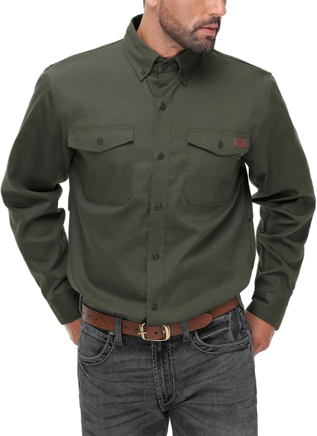 FR Shirt for Men 6oz Ripstop Lightweight Back Vented Mesh Breathable Flame Resistant CAT2 NFPA2112 Welding Shirts