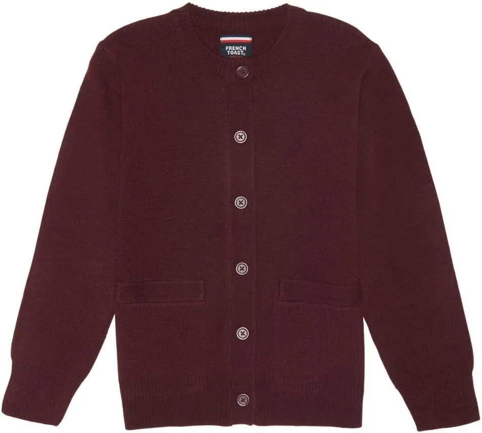 French Toast Girls' Anti-Pill Crew Neck Cardigan Sweater
