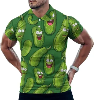 Funny Cucumber Mens Polo Shirts Quick Dry Short Sleeve Golf Slim Fit T Shirt