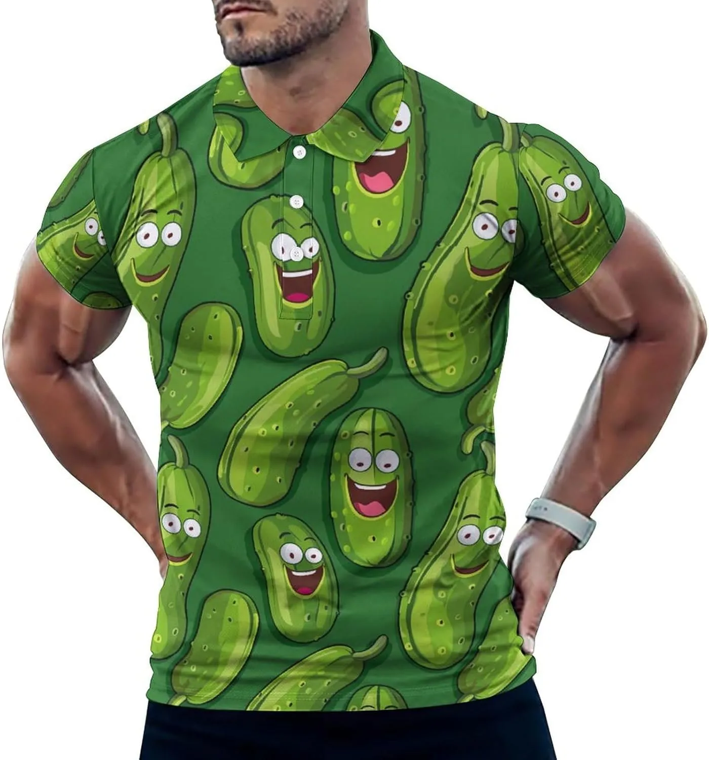 Funny Cucumber Mens Polo Shirts Quick Dry Short Sleeve Golf Slim Fit T Shirt