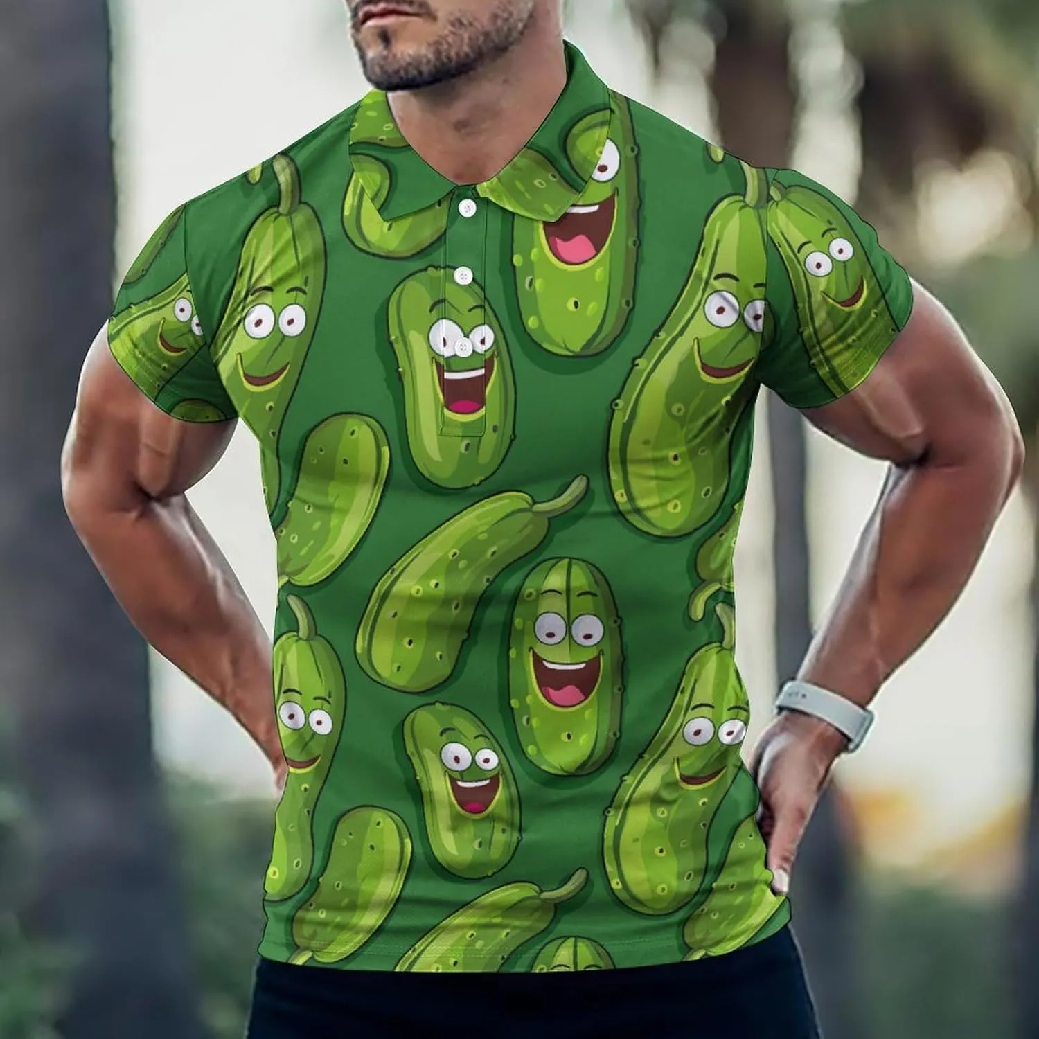Funny Cucumber Mens Polo Shirts Quick Dry Short Sleeve Golf Slim Fit T Shirt