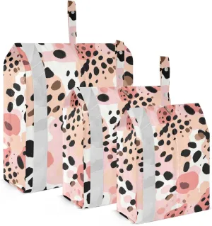 Funny Leopard White Packing Cubes for Suitcases 3 Set Lightweight Compression Luggage Packing Organizers for Carry on Suitcase Travel Essentials Luggage Organizer Bags Set