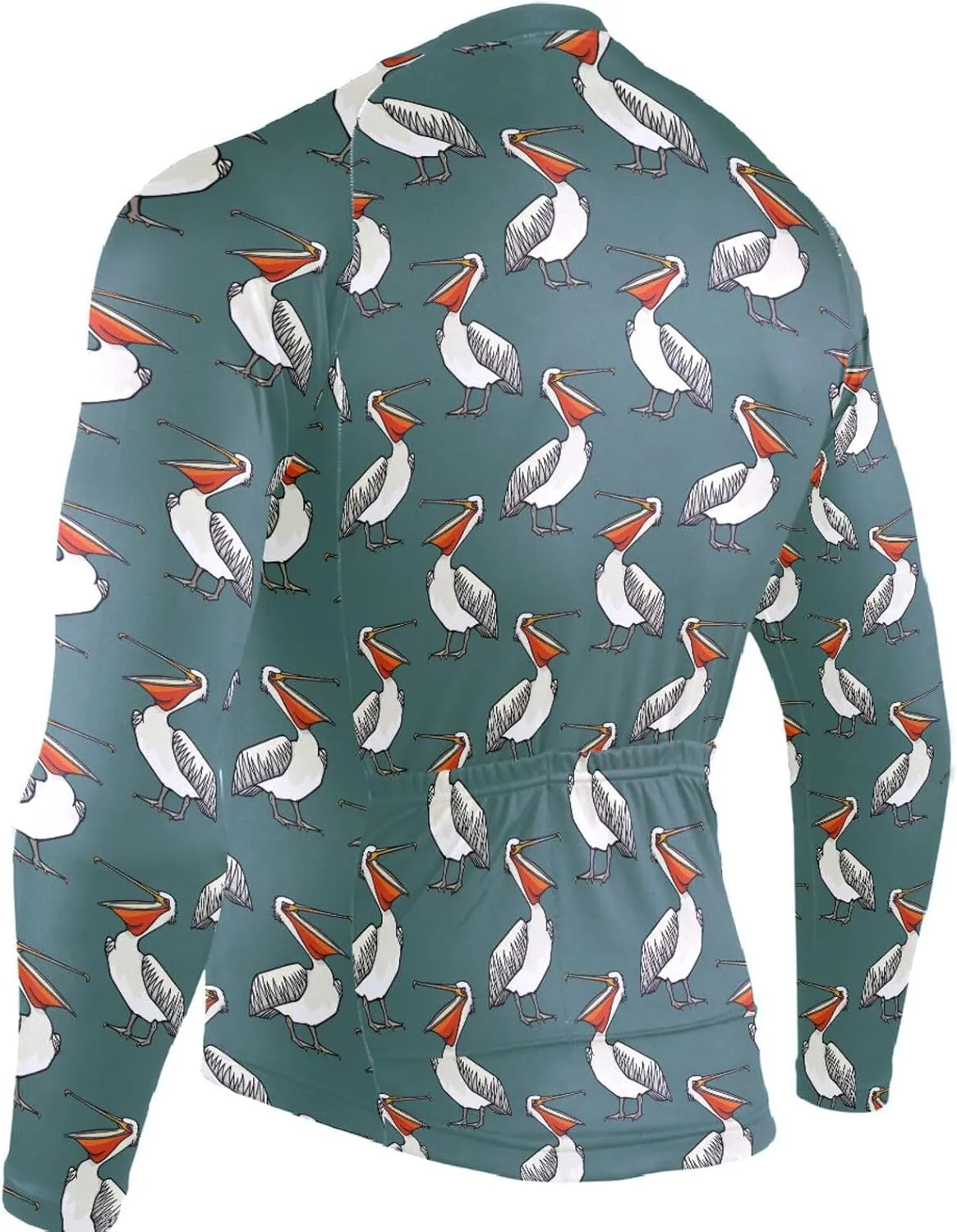 Funny Pelican Men's Cycling Jersey Moisture Wicking and Breathable Quick Dry with 3 Rear Pockets