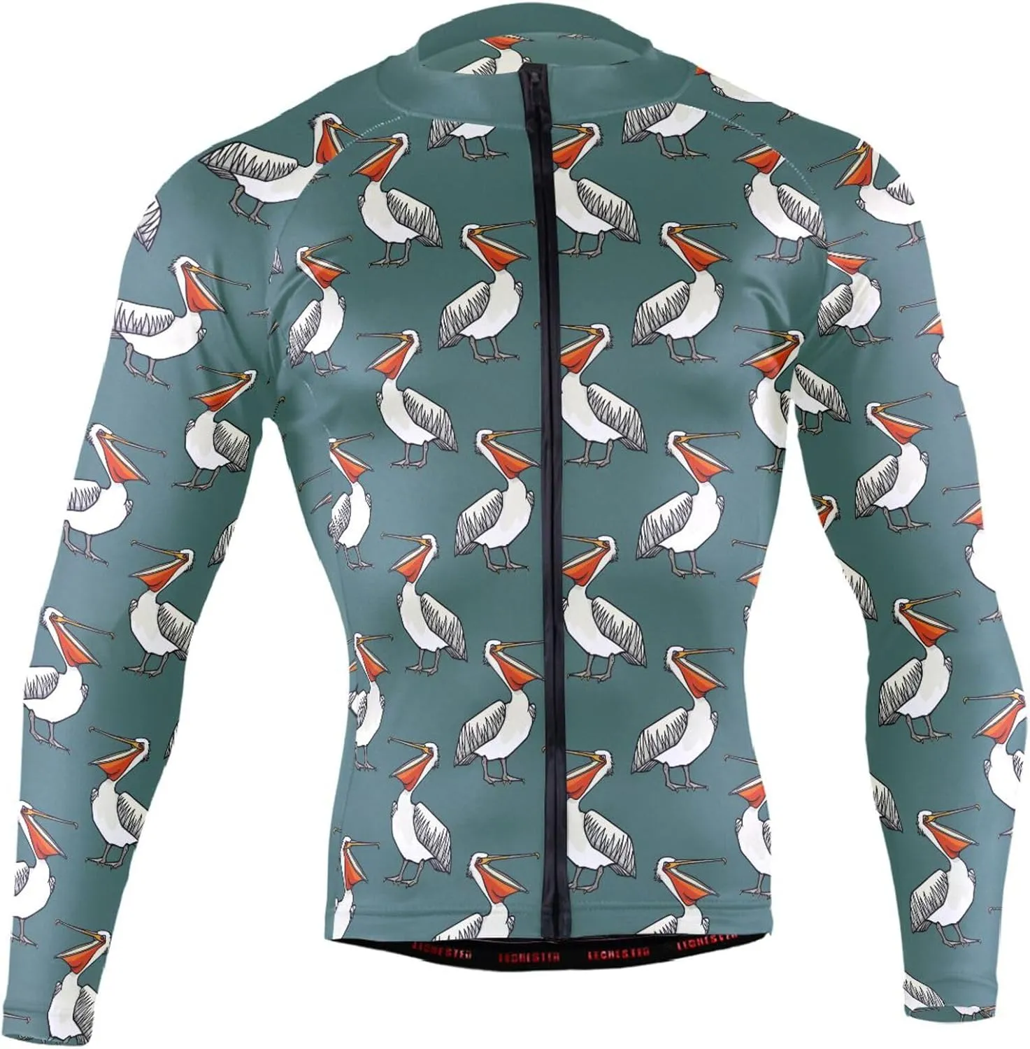 Funny Pelican Men's Cycling Jersey Moisture Wicking and Breathable Quick Dry with 3 Rear Pockets