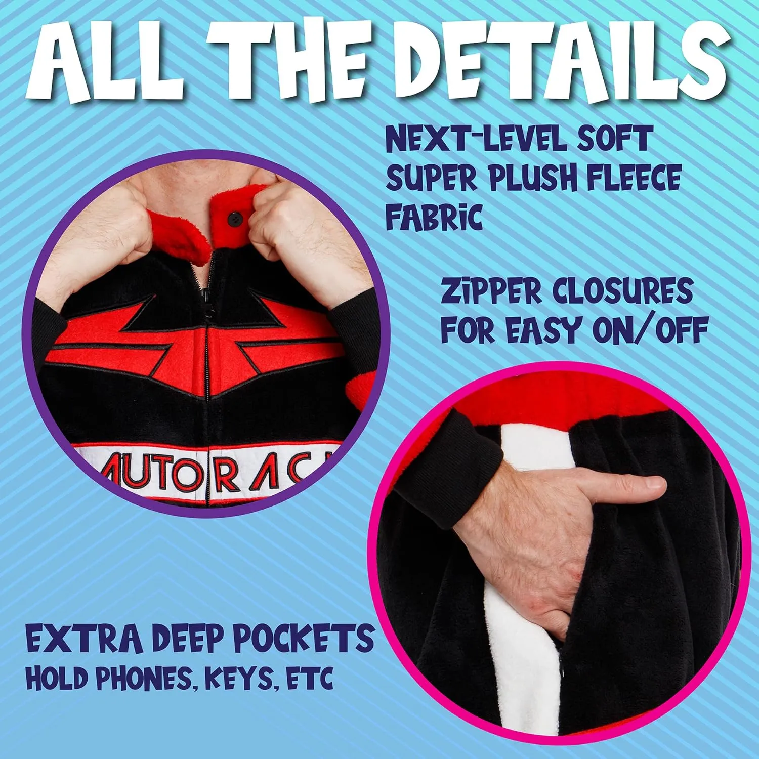 Funziez! Slim Fit Racecar Driver and Fighter Pilot One Piece - Plush Adult Couple Costume Jumpsuit