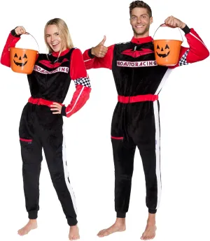 Funziez! Slim Fit Racecar Driver and Fighter Pilot One Piece - Plush Adult Couple Costume Jumpsuit