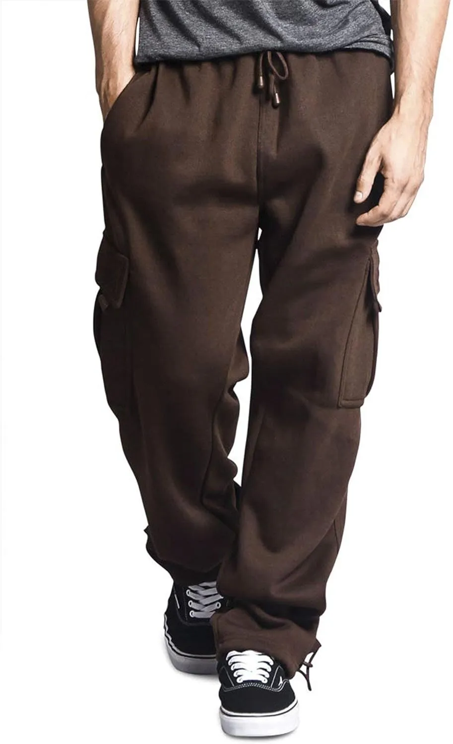 G-Style USA Men's Solid Fleece Heavyweight Cargo Pants