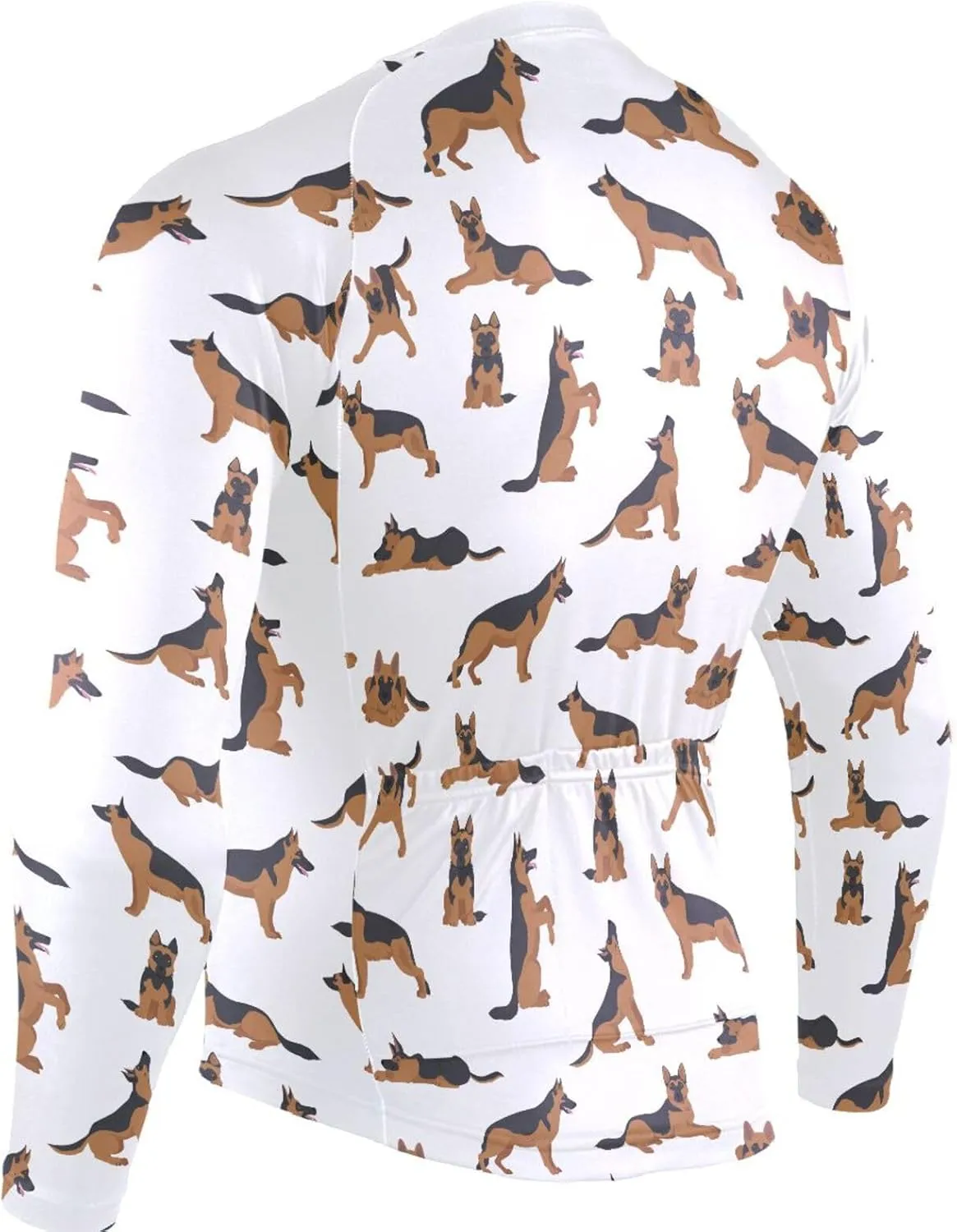 German Shepherd Dogs Men's Cycling Jersey Moisture Wicking and Breathable Quick Dry with 3 Rear Pockets
