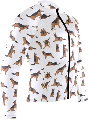 German Shepherd Dogs Men's Cycling Jersey Moisture Wicking and Breathable Quick Dry with 3 Rear Pockets