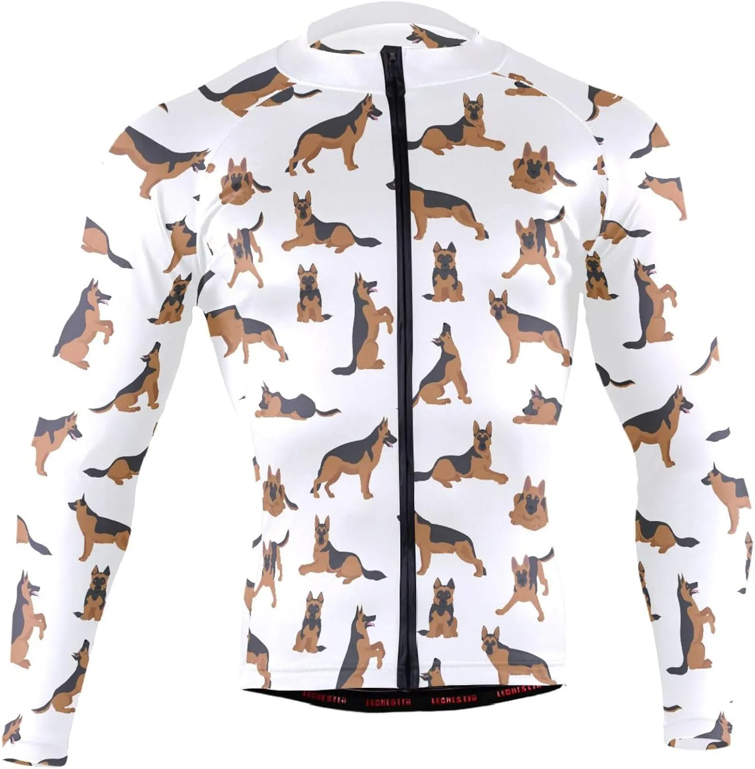 German Shepherd Dogs Men's Cycling Jersey Moisture Wicking and Breathable Quick Dry with 3 Rear Pockets