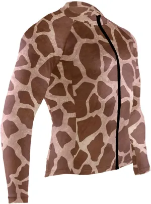 Giraffe Print Men's Cycling Jersey Moisture Wicking and Breathable Quick Dry with 3 Rear Pockets