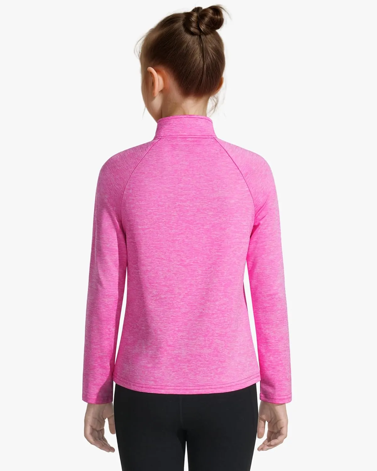 Girls Long Sleeve Shirts Quick Dry Athletic Tops Quarter Zip Pullover Kids Teens Sportswear for Golf Yoga Tennis 5-14 Years
