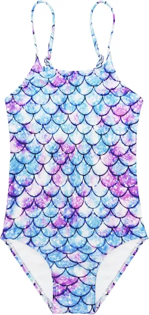 Girls One Piece Swimsuits Kids Bathing Suit 5-12 Years,Sun Protection,Breathable Quick-Dry,Adjustable Strap,Stretchy Swimsuit