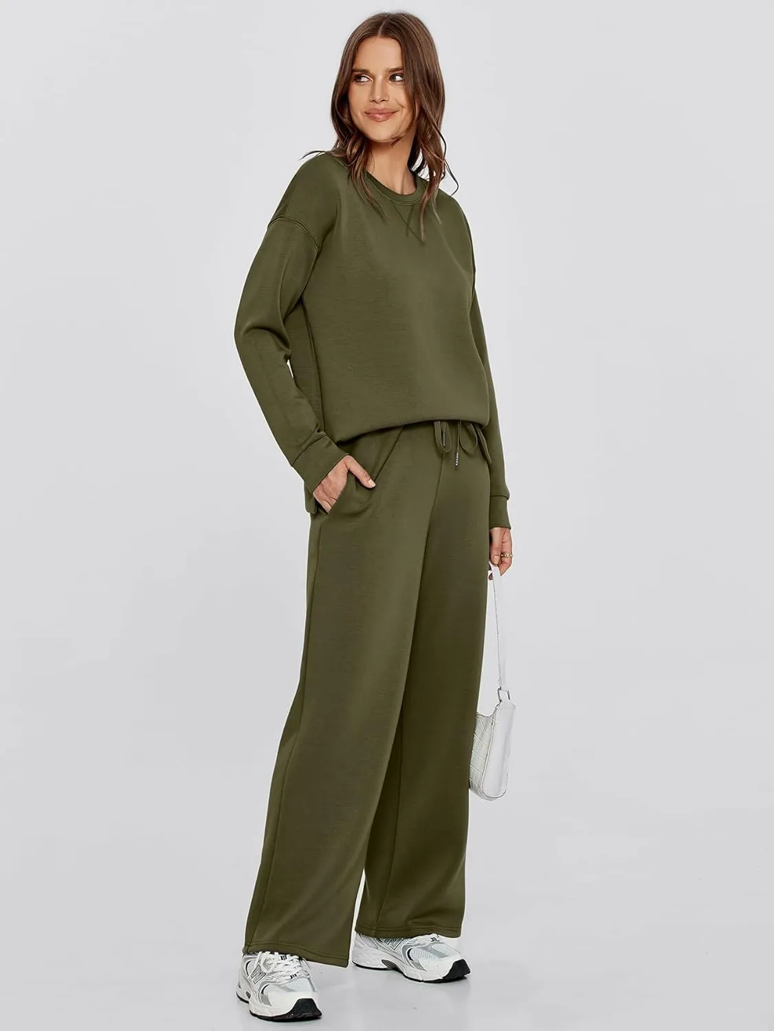 Glamaker Womens 2 Piece Lounge Set Long Sleeve Pullover Tops Long Pants Casual Sweatsuits Tracksuit Sets with Pockets