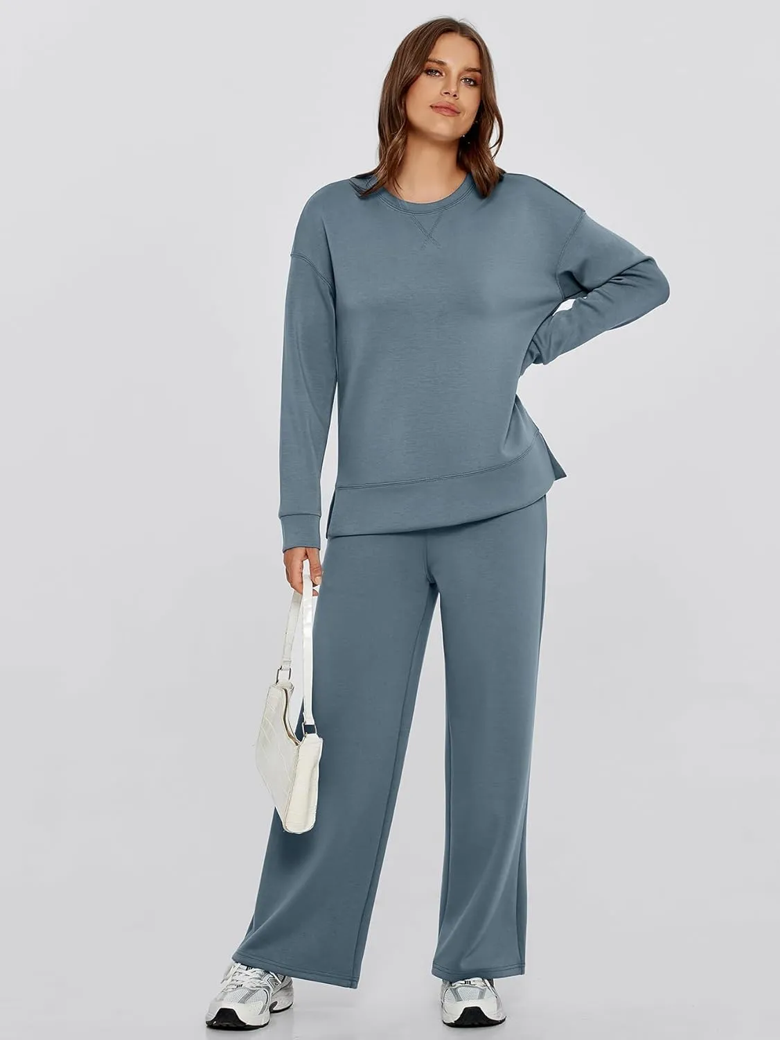 Glamaker Womens 2 Piece Lounge Set Long Sleeve Pullover Tops Long Pants Casual Sweatsuits Tracksuit Sets with Pockets