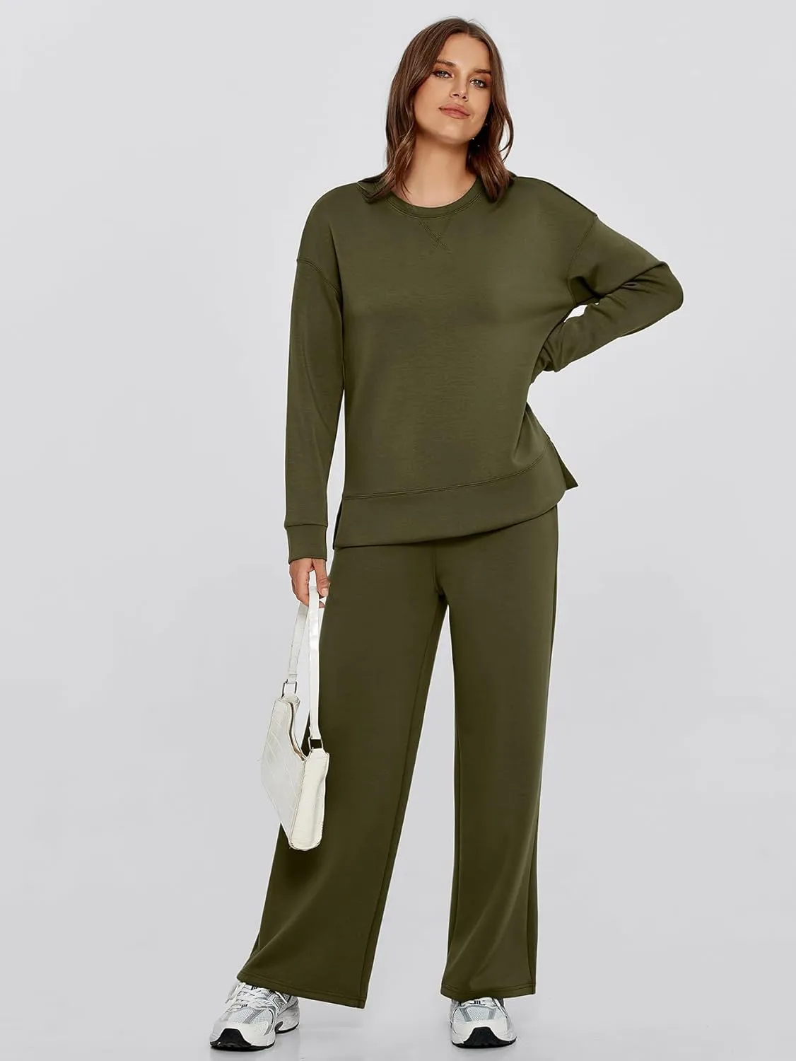 Glamaker Womens 2 Piece Lounge Set Long Sleeve Pullover Tops Long Pants Casual Sweatsuits Tracksuit Sets with Pockets