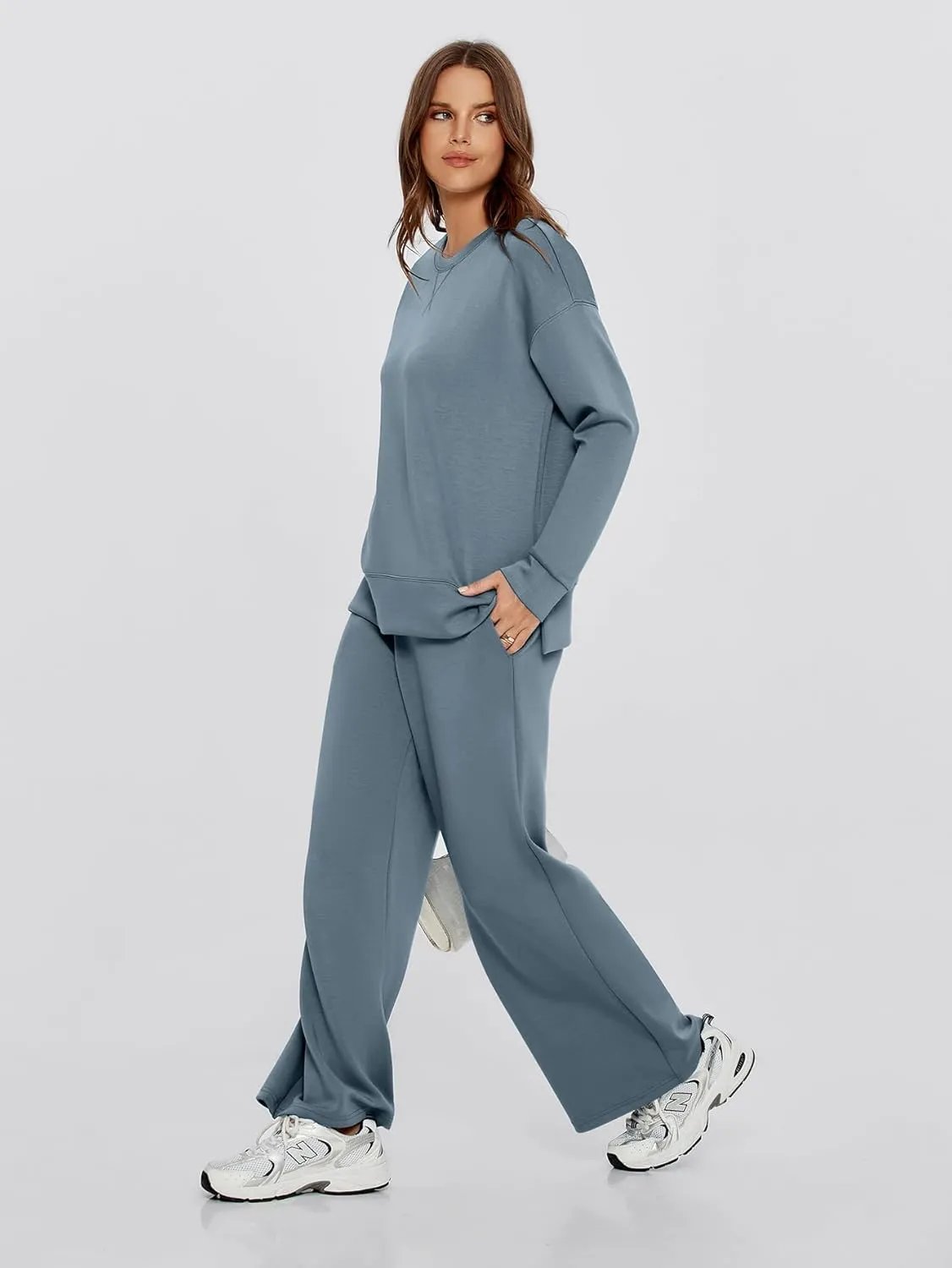Glamaker Womens 2 Piece Lounge Set Long Sleeve Pullover Tops Long Pants Casual Sweatsuits Tracksuit Sets with Pockets