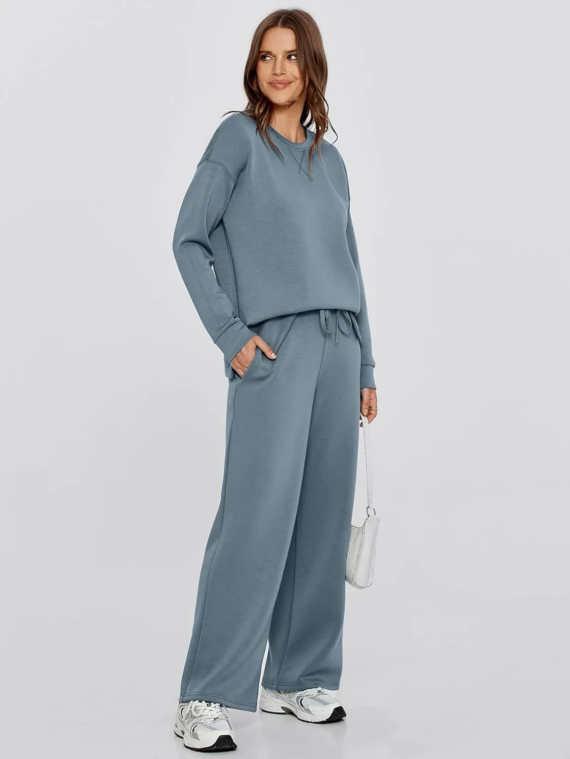 Glamaker Womens 2 Piece Lounge Set Long Sleeve Pullover Tops Long Pants Casual Sweatsuits Tracksuit Sets with Pockets