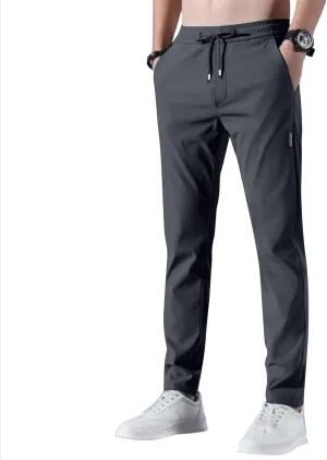 Glide Pants Men Breathable Quick Dry Work Pants Stretch Active Drawstring Straight Leg Hiking Outfits with Pockets