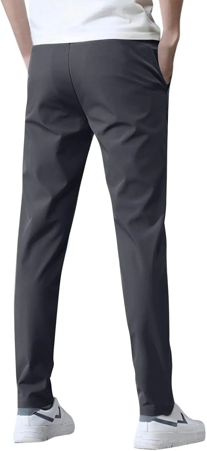 Glide Pants Men Breathable Quick Dry Work Pants Stretch Active Drawstring Straight Leg Hiking Outfits with Pockets