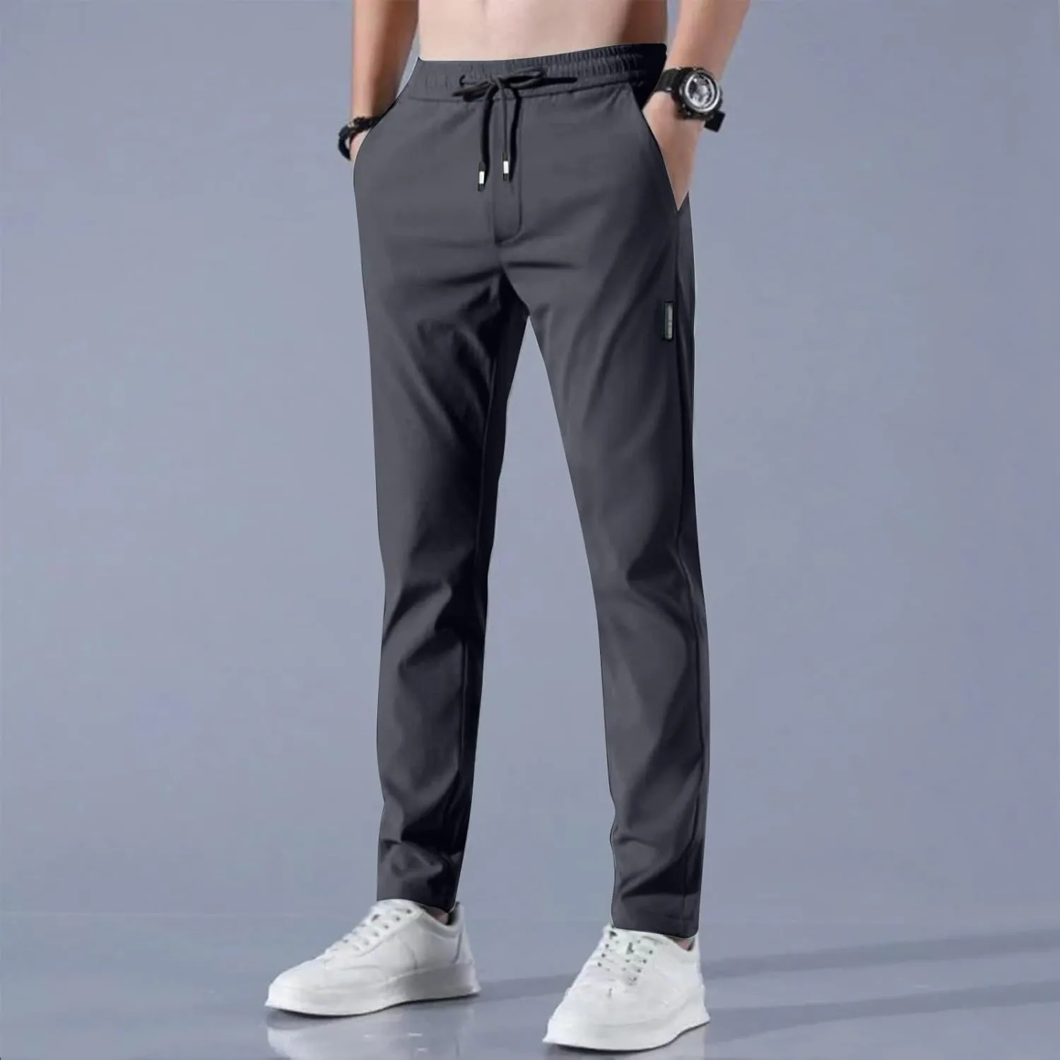 Glide Pants Men Breathable Quick Dry Work Pants Stretch Active Drawstring Straight Leg Hiking Outfits with Pockets