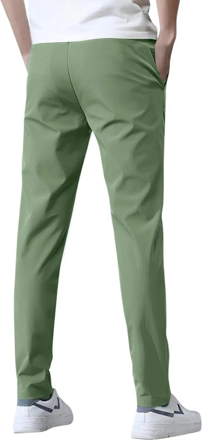 Glide Pants Men Breathable Quick Dry Work Pants Stretch Lightweight Elastic Waist Drawstring Active Hiking Pant