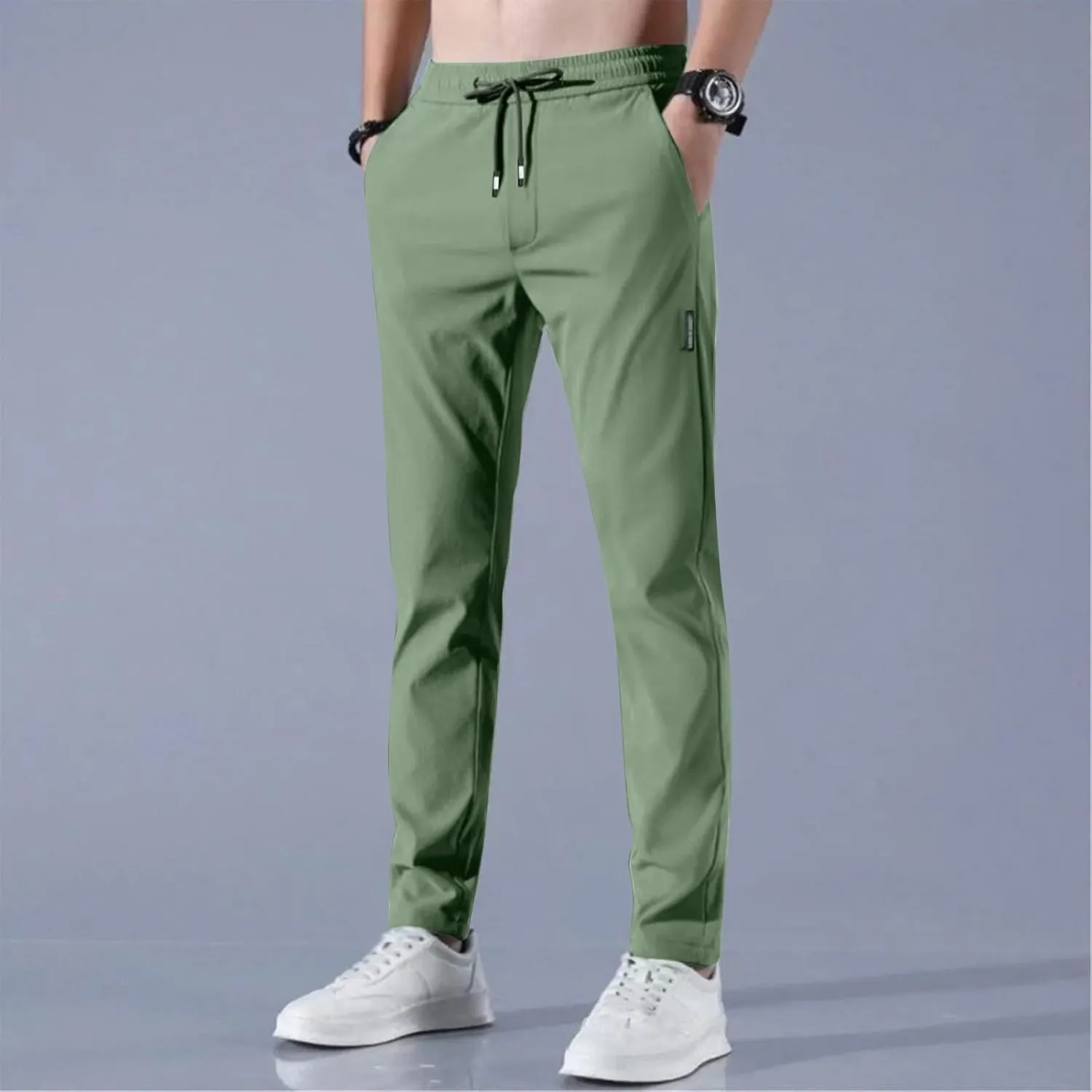 Glide Pants Men Breathable Quick Dry Work Pants Stretch Lightweight Elastic Waist Drawstring Active Hiking Pant