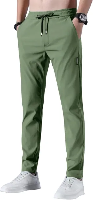Glide Pants Men Breathable Quick Dry Work Pants Stretch Lightweight Elastic Waist Drawstring Active Hiking Pant