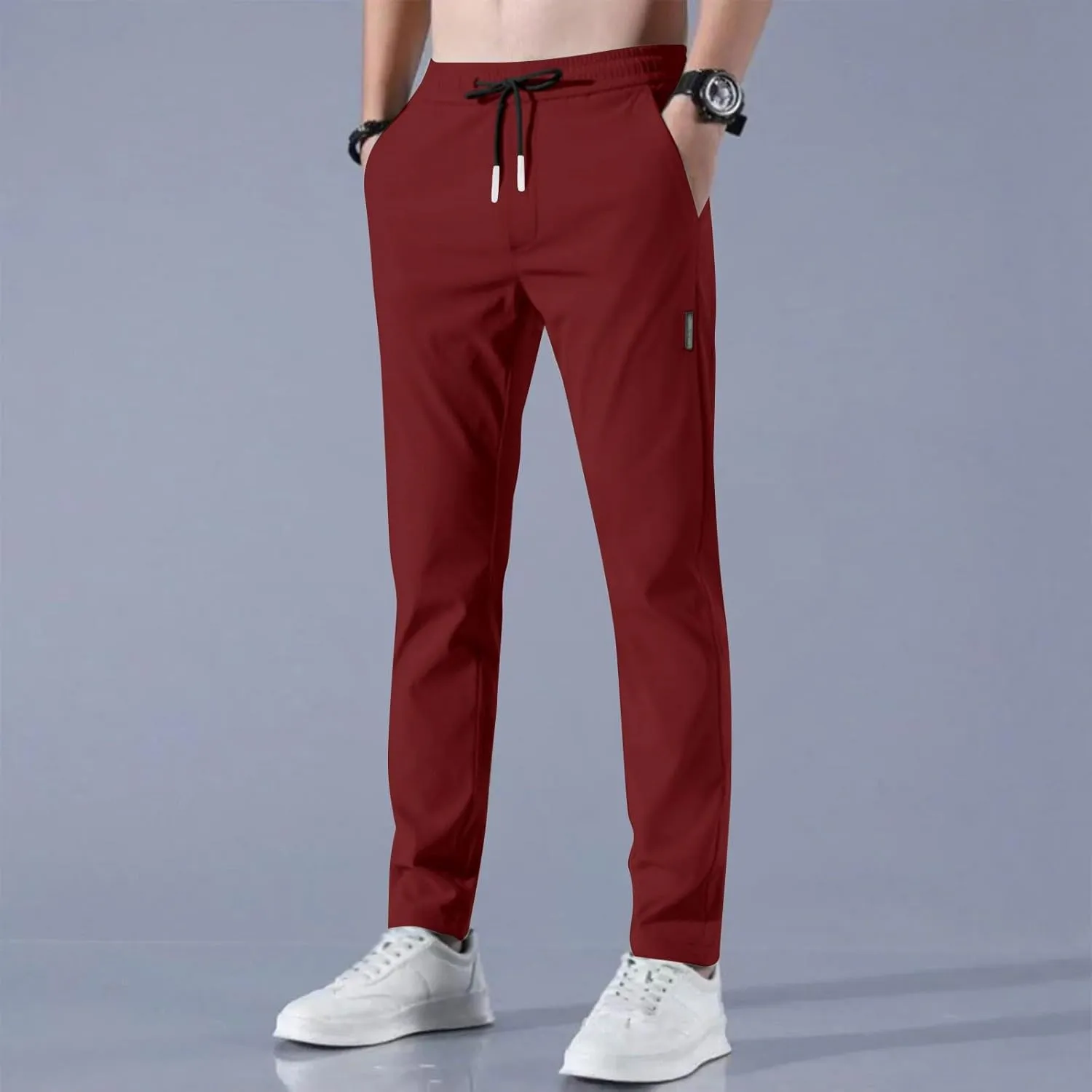 Glide Pants Men Breathable Quick Dry Work Pants Stretch Lightweight Elastic Waist Drawstring Active Hiking Pant