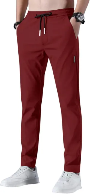 Glide Pants Men Quick Dry Breathable Pants Stretch Drawstring Lightweight Summer Active Hiking Trousers with Pockets
