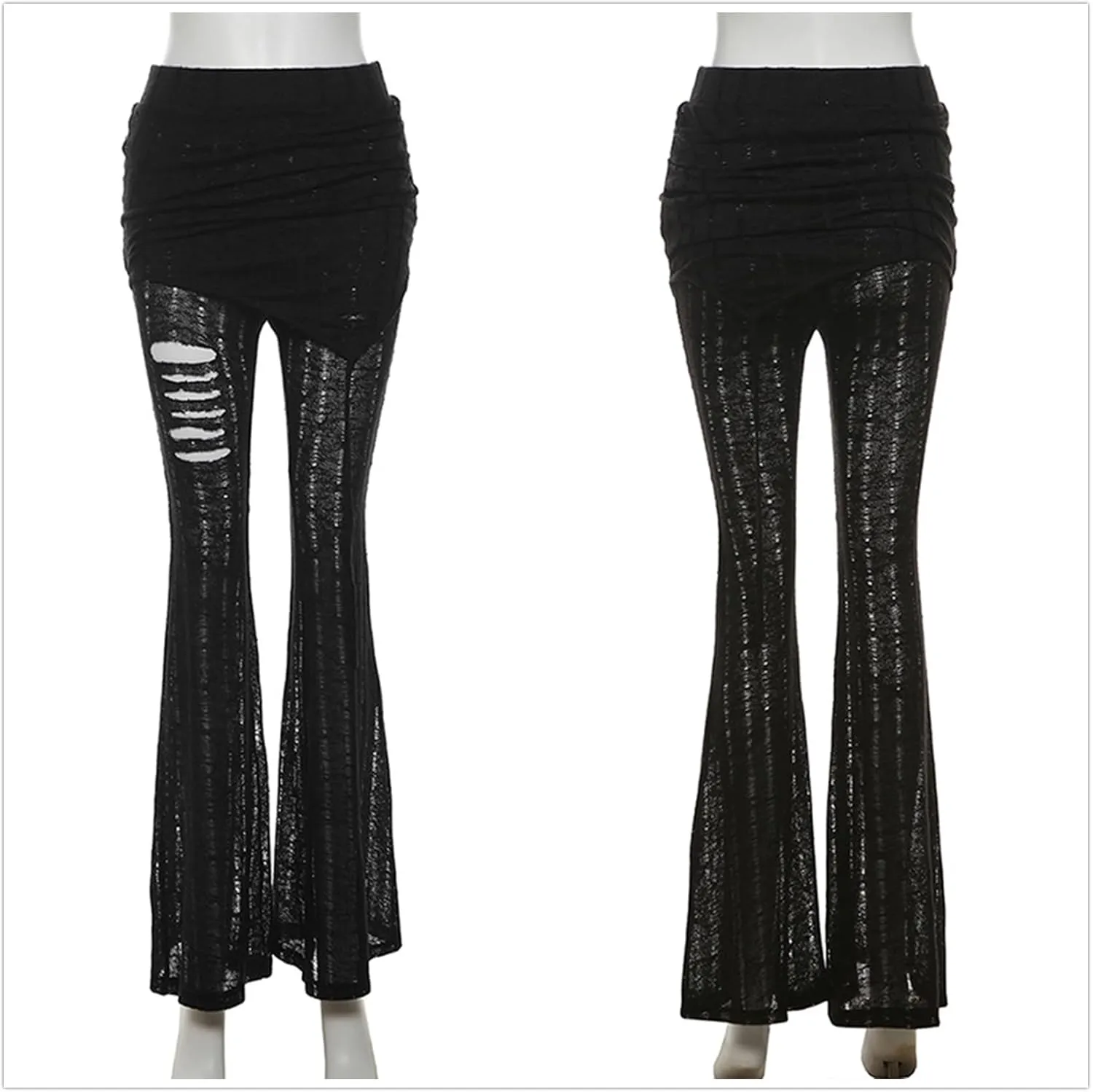 Gothic Bottom Pants for Women Punk Wide Leg Rave Goth Disco Festival
