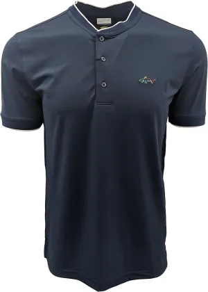 Greg Norman Casual Henley Style Short Sleeve Shirts (G7XLK385) (Large, Navy)
