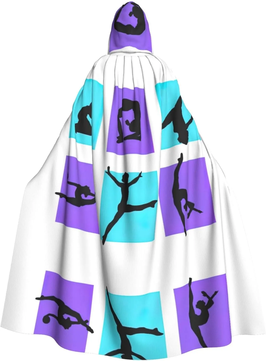 Gymnastics Game Print Hooded Cloak Wizard Cape Halloween Witch Costume For Men Women Cosplay Party Capes