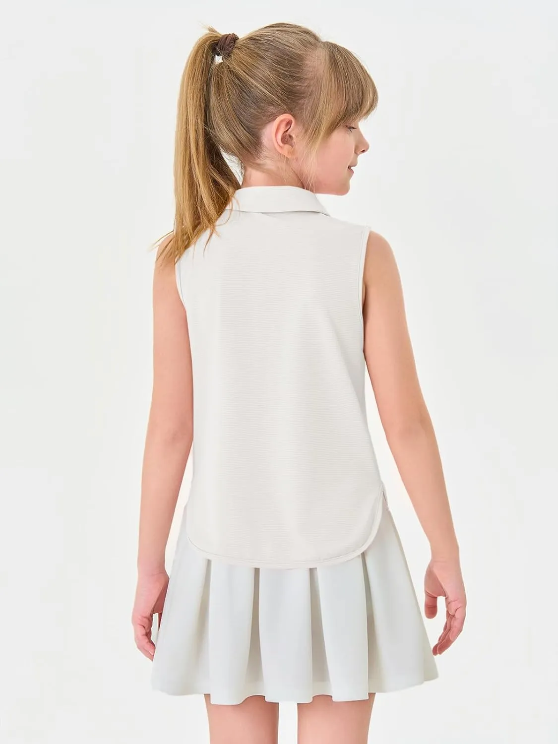 Haloumoning Girls Athletic Sleeveless Golf Polo Shirts Kids Quarter Zip Quick Dry Workout Tank Tops 5-14 Years
