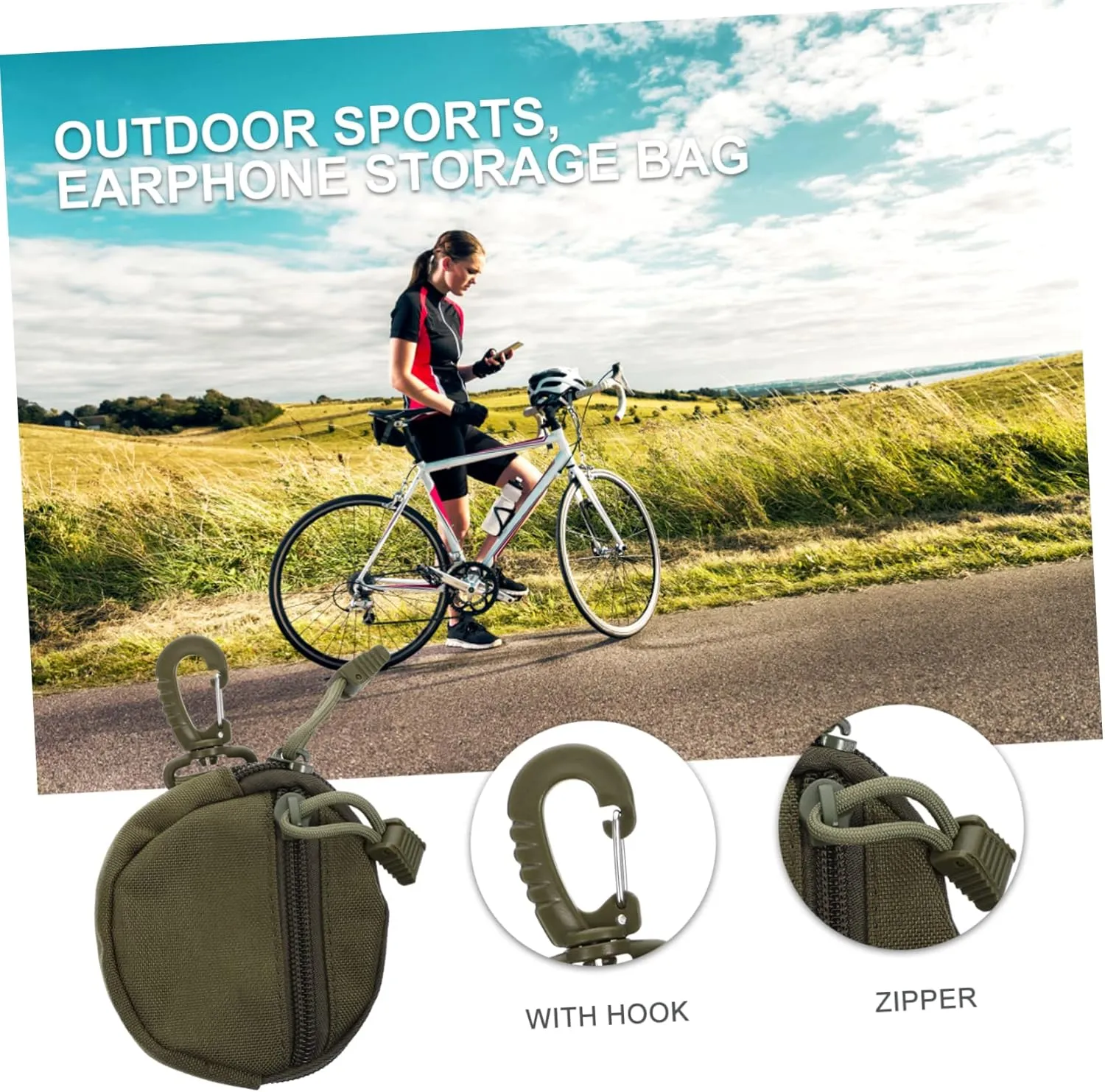 HANABASS Breathable Polyester Sports Pack Multi-purpose Hanging Storage Pouch for Outdoor Earphones Storage Bag Zipper Sections