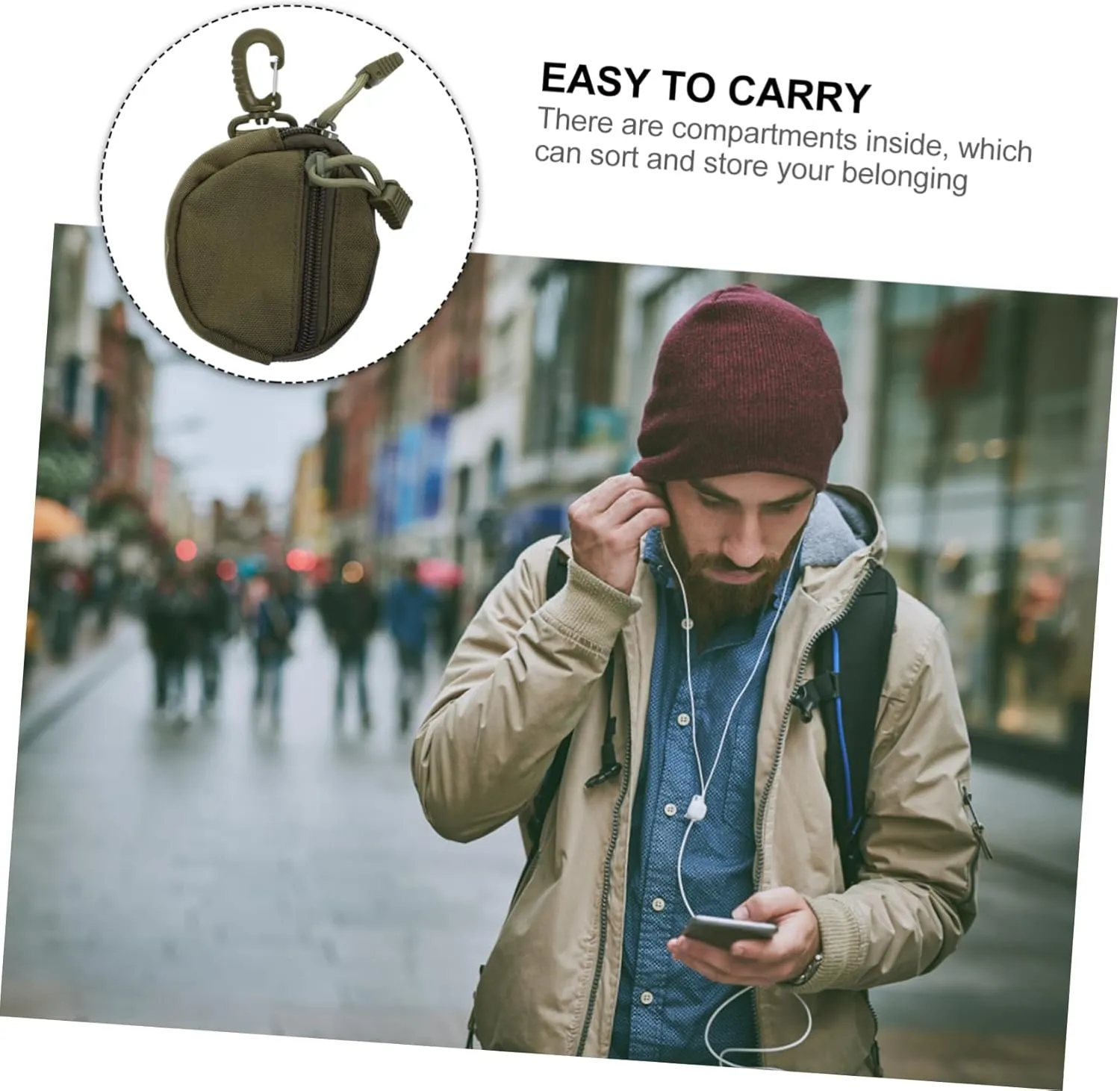 HANABASS Breathable Polyester Sports Pack Multi-purpose Hanging Storage Pouch for Outdoor Earphones Storage Bag Zipper Sections