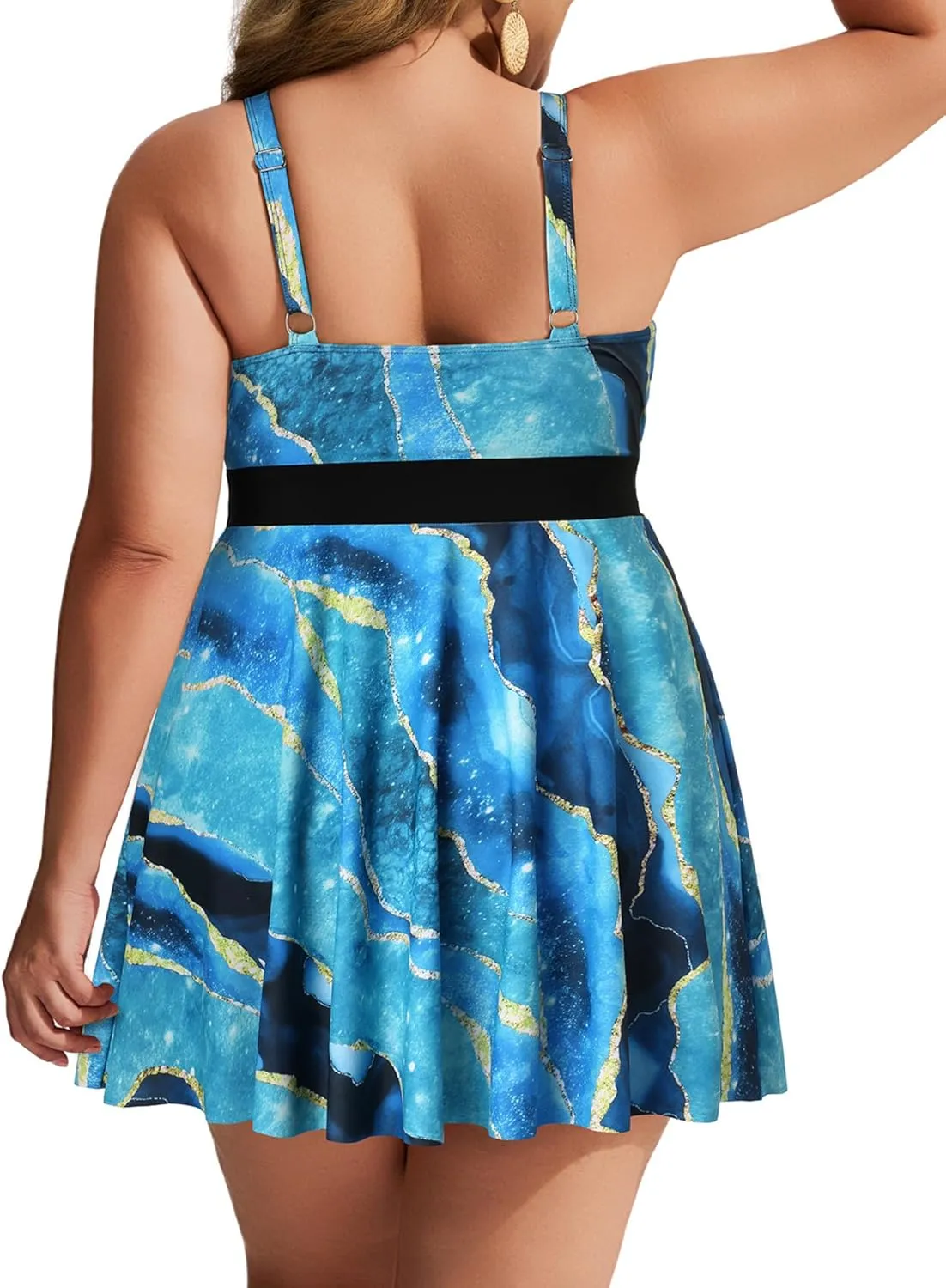 Hanna Nikole Womens Plus Size Tankini Swimdress Two Piece Tummy Control Flowy Swimsuit with Boyshorts