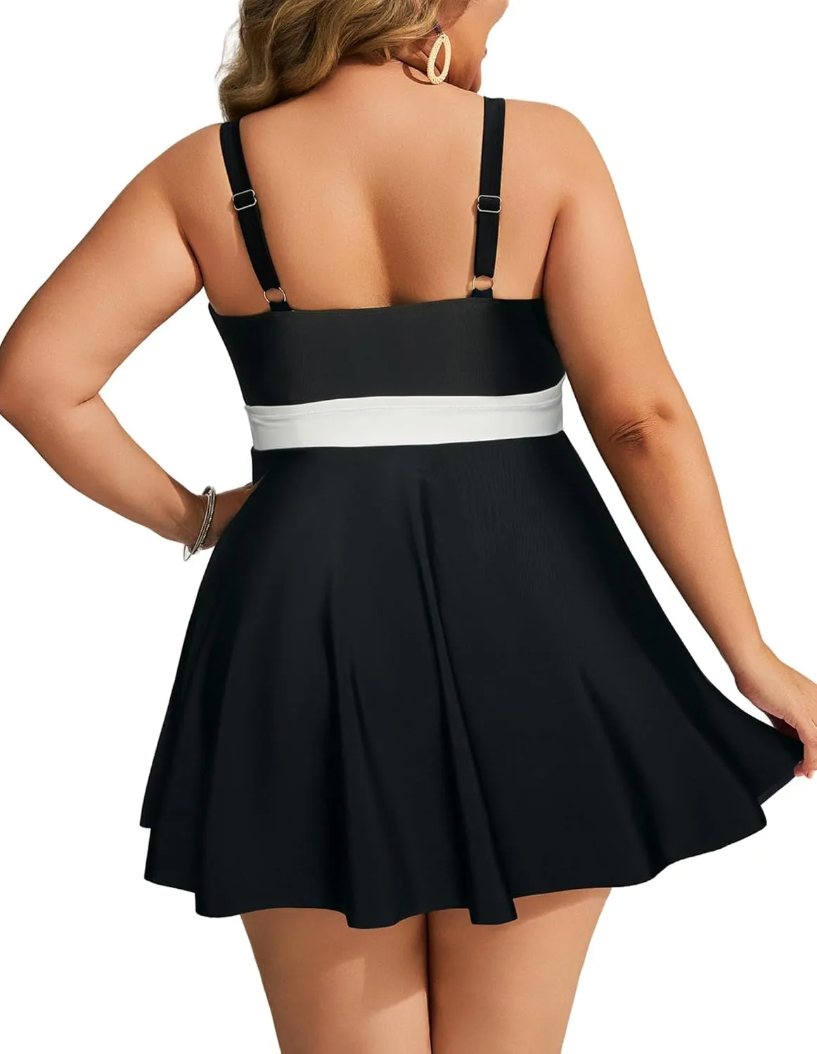 Hanna Nikole Womens Plus Size Tankini Swimdress Two Piece Tummy Control Flowy Swimsuit with Boyshorts