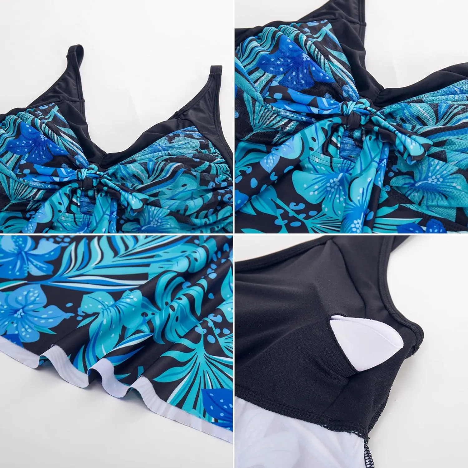 Hanna Nikole Women's Two Piece Swim Dress Plus Size Tummy Control Floral Printed Swimwear Swimsuits with Boyshort