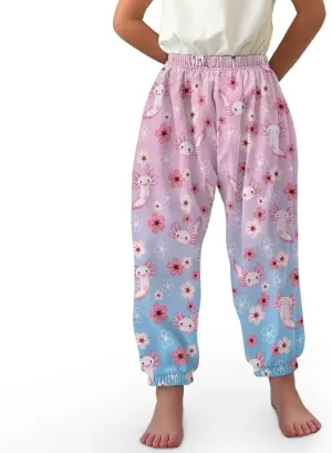 Harem Pants for Girls 3-10Y Cute Athletic Long Bloomers Sweatpants Breathable Casual Stretchy Running Trousers