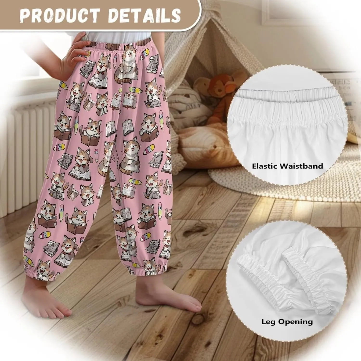Harem Pants for Girls 3-10Y Cute Athletic Long Bloomers Sweatpants Breathable Casual Stretchy Running Trousers