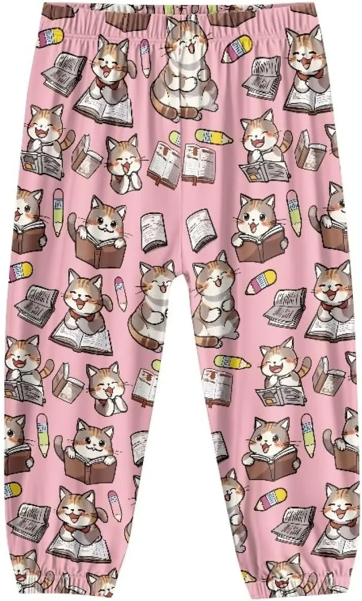 Harem Pants for Girls 3-10Y Cute Athletic Long Bloomers Sweatpants Breathable Casual Stretchy Running Trousers