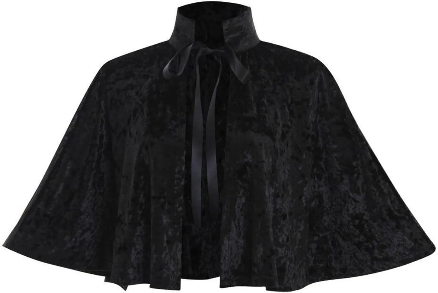 HGps8w Women's Velvet Capelet Elegant Halloween Cosplay Cloak Cape Stand Collar Laceup Shawl