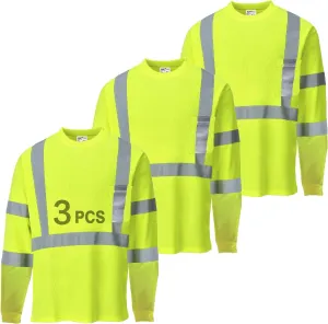 Hi Vis Safety Shirts for Men Reflective,High Visibility Work T-shirt Short Sleeve with Pocket, 3 and 5 Pack