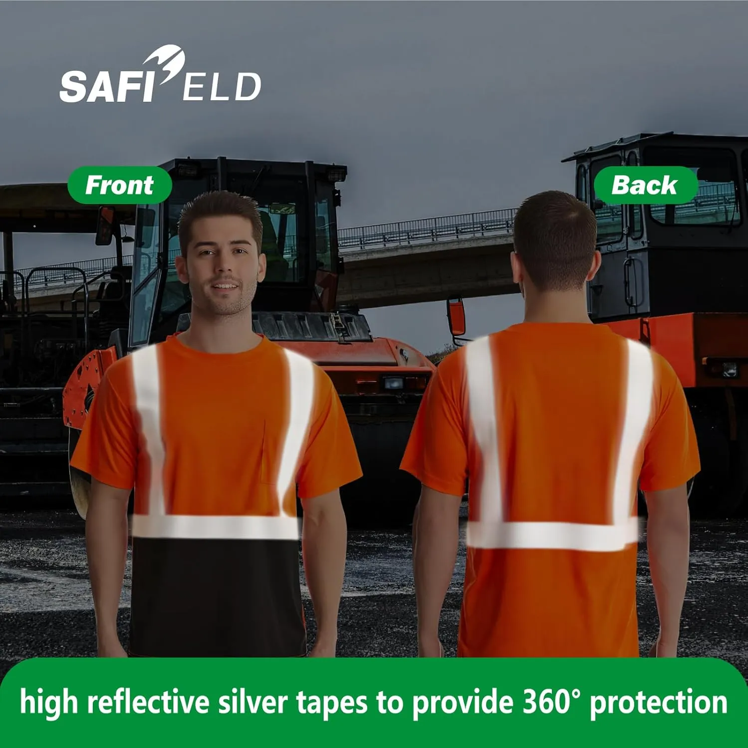 Hi Vis Safety Shirts for Men Reflective,High Visibility Work T-shirt Short Sleeve with Pocket, 3 and 5 Pack
